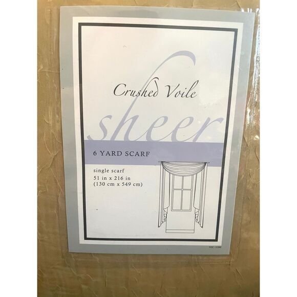 Crushed Volie Sheer Bed Bath & Beyond Soft Gold Window Scarf NEW 6 yards Top - Picture 1 of 3